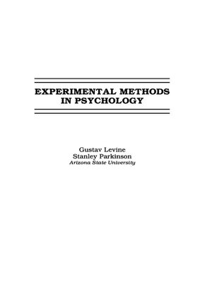 cover image of Experimental Methods in Psychology